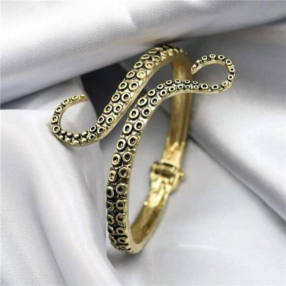 Octopus Tentacle Animal Sea Ocean Hinged Open Bracelet Bangle Arm Cuff - Picture 3 of 8